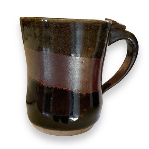 Pair of Unique Handmade Brown Maroon Iridescent Glazed Coffee Tea Mugs Crunchy - Picture 4 of 16